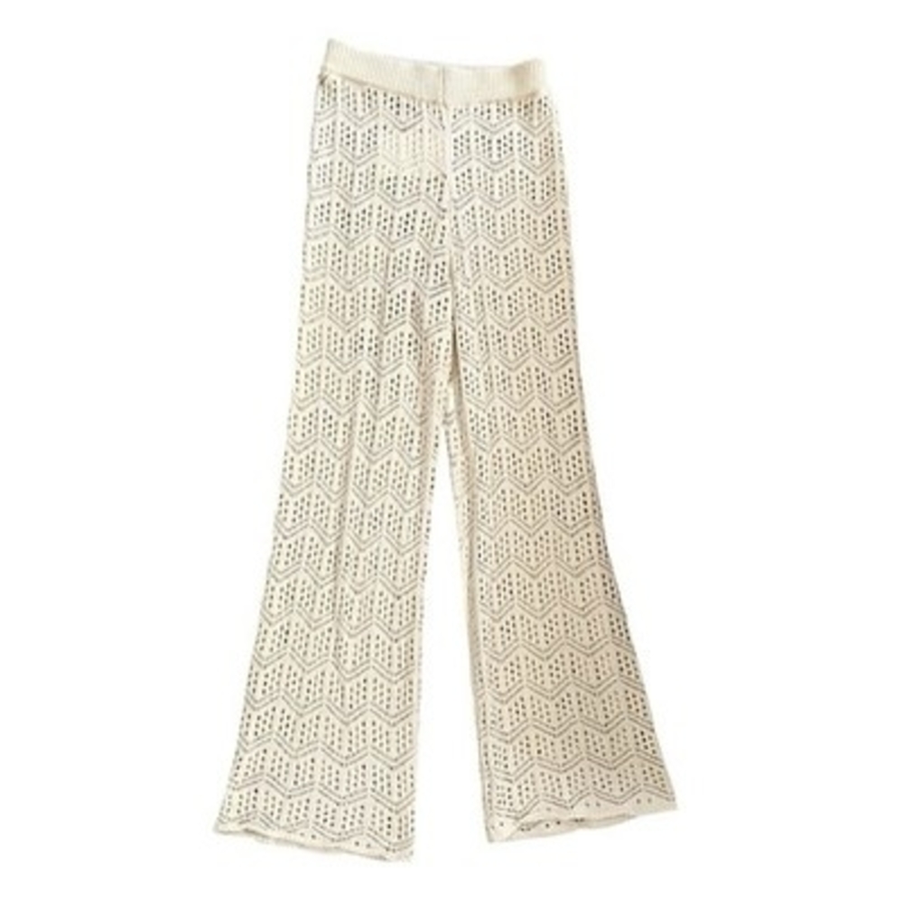 Bohme Crochet Pants Women’s Beige Full Length Boho Pants Size M NWT - Picture 5 of 8